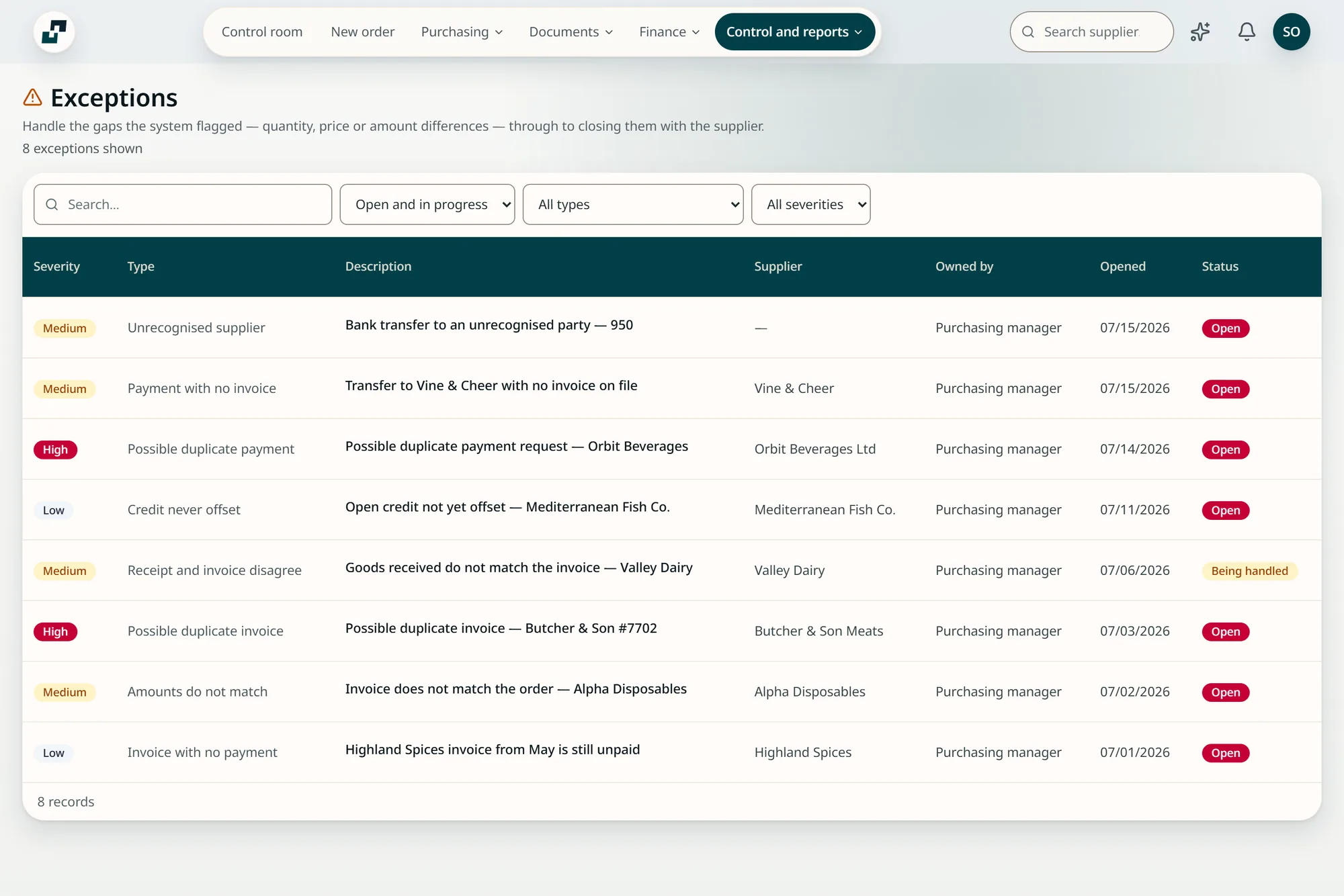 What does not match identifies itself. InPlace product screen